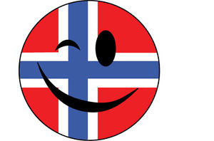 300x198 Winking Smiley Face With Norway Norwegian Flags X 6 Vinyl
