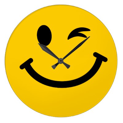 400x400 Cute Winking Happy Face And Bright Colors Large Clock