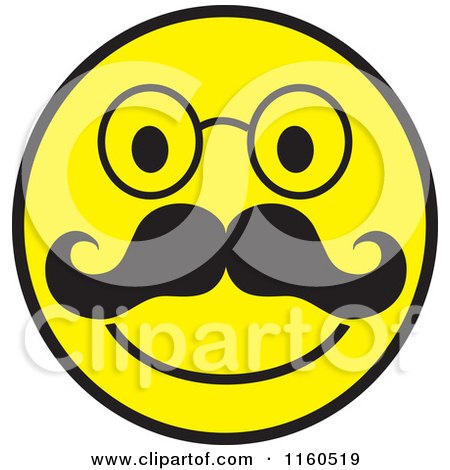 450x470 Cartoon Of A Happy Emoticon Smiley With A Mustache