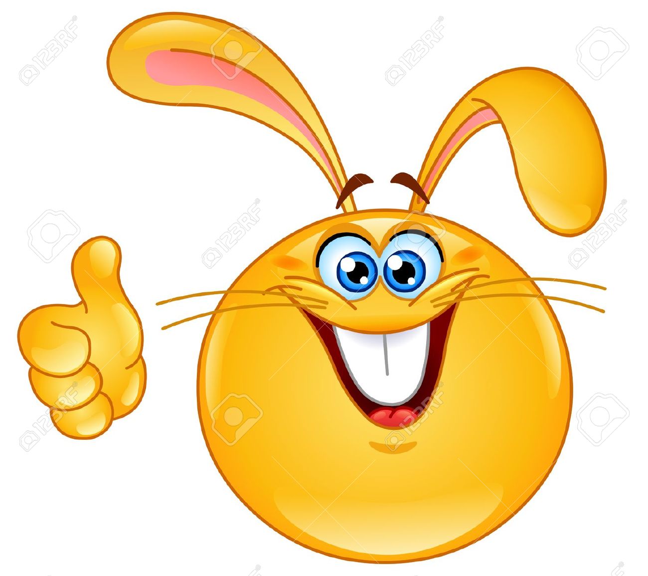 1300x1155 Bunny Emoticon With Thumb Up (Smiley, Cartoon, Face) Smilies