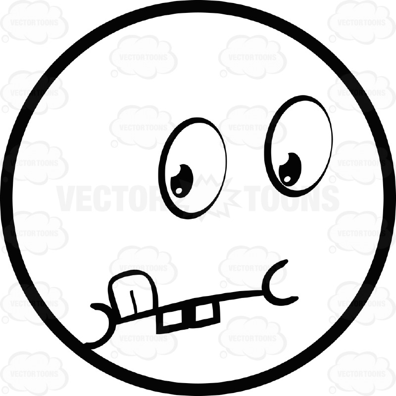 800x800 Thinking Large Eyed Black And White Smiley Face Emoticon