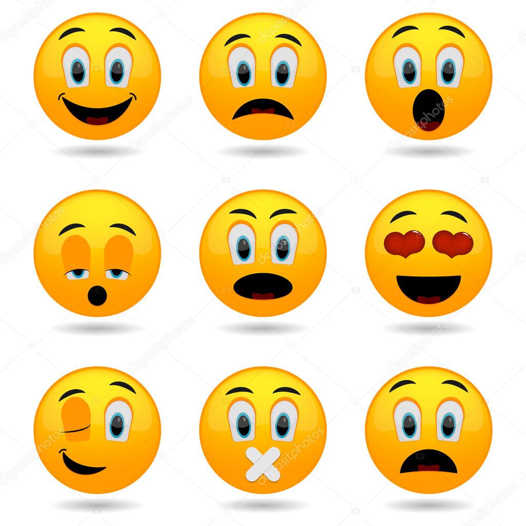 1024x1024 Set Of Emoticons. Smile Icons. Smiley Faces. Emotional Funny Faces