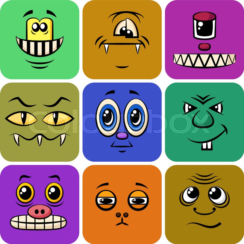 800x800 Set Of Smileys, Monsters, Funny Cartoon Characters, Different