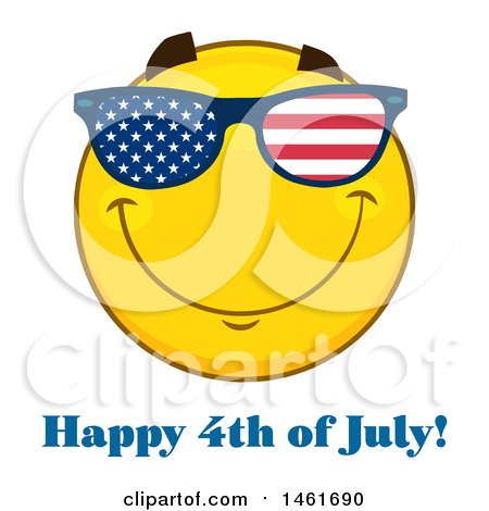 450x470 Clipart Of A Emoji Smiley Face Wearing American Flag Sunglasses