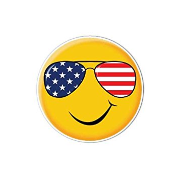 355x355 Smiley Face Sticker Patriotic Sunglasses Emoji Decal