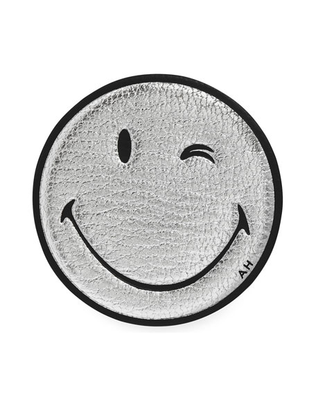 456x570 Anya Hindmarch Oversized Wink Smiley Face Sticker For Handbag, Silver