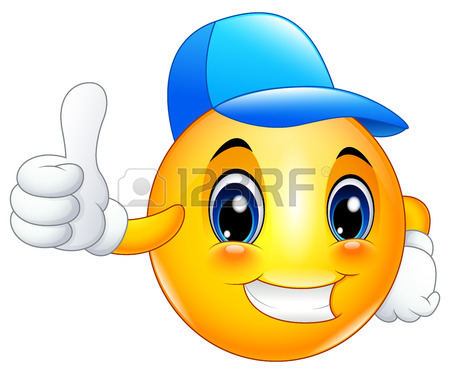 450x374 Cartoon Emoticon Smiley Wearing A Cap And Giving A Thumbs Up Stock