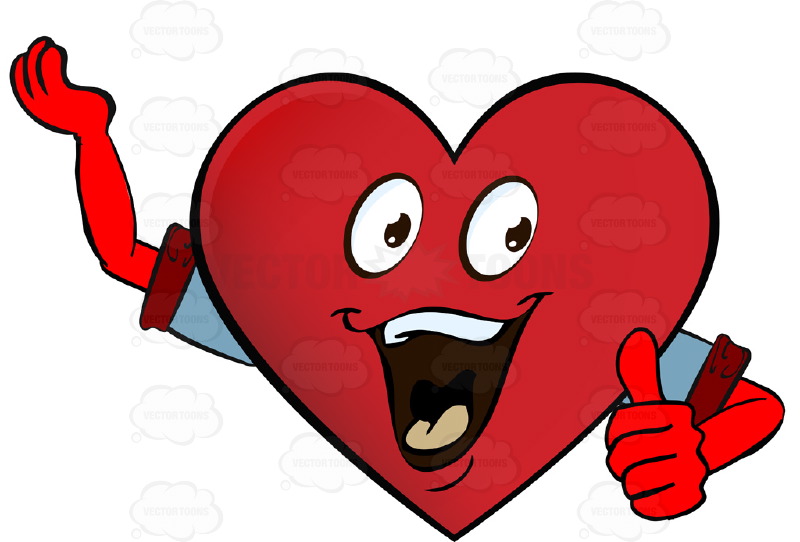 800x542 Enthusiastic, Cheering Heart Smiley With Raised Arm Giving Thumbs