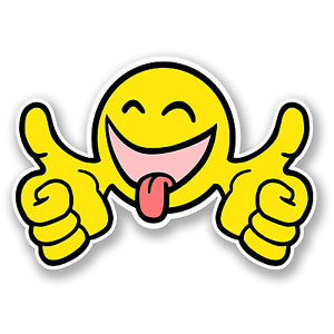 300x300 2 X 10cm Smiley Thumbs Up Face Vinyl Sticker Happy Jdm Car Bike