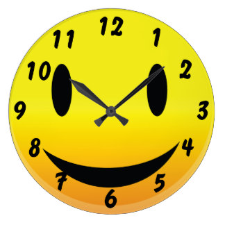 324x324 Happy Icon Wall Clocks Zazzle