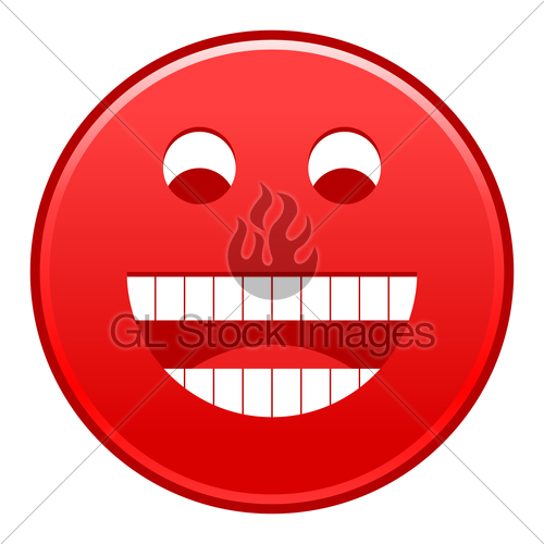 500x500 Red Smiling Face Cheerful Smiley Happy Emoticon Gl Stock Images