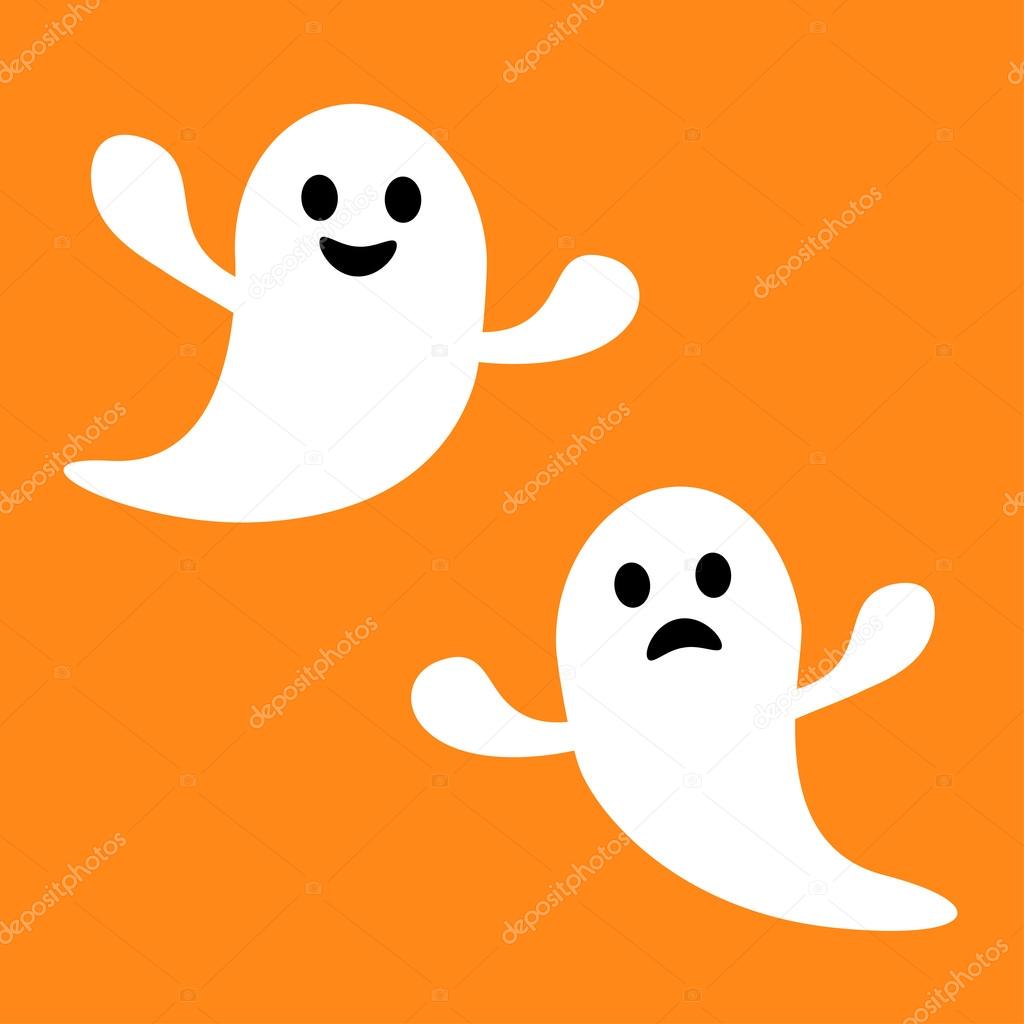 1024x1024 Funny Flying Ghosts. Smiling And Sad Face. Happy Halloween