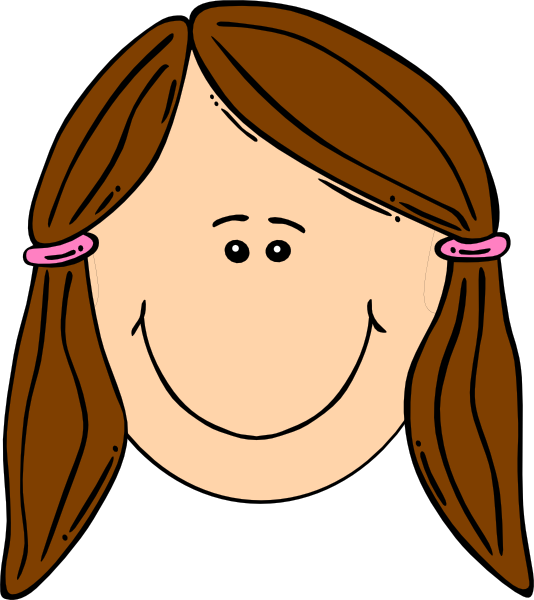 534x600 Smiling Girl With Brown Ponytails Clip Art
