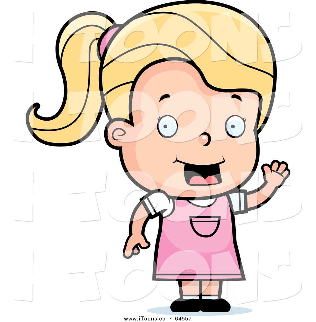 1024x1044 Vector Clip Art Of A Blond White Girl Waving And Smiling By Cory