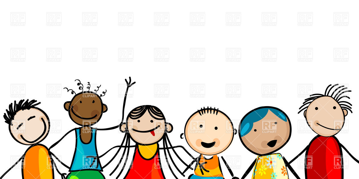 1200x600 Faces Of Smiling, Multiethnic Kids Royalty Free Vector Clip Art