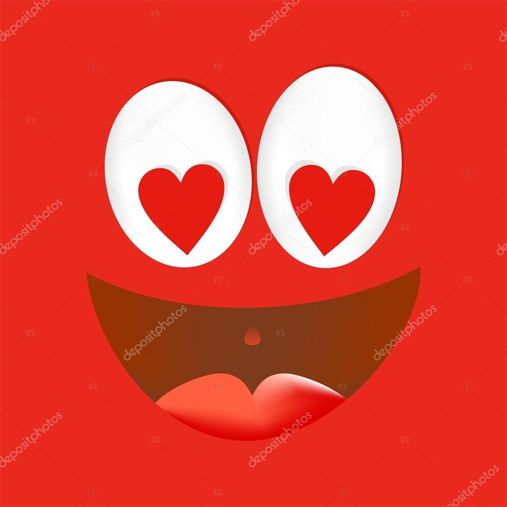 1024x1024 Joyful Loving A Smiling Face Red With White Eyes With Red Heart