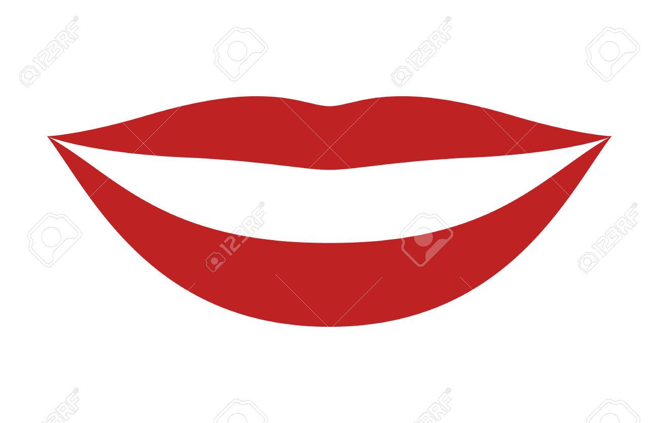 1300x835 Red Smiling Lips With White Teeth Or Smile Flat Vector Icon