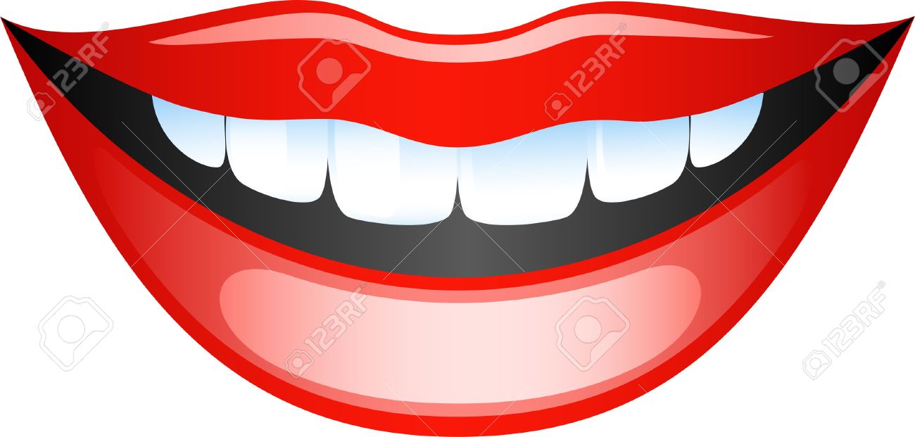 1300x621 Vector Image Smiling Female Lips. Isolated On White Royalty Free