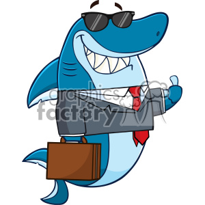 300x300 Royalty Free Smiling Business Shark Cartoon In Suit Carrying