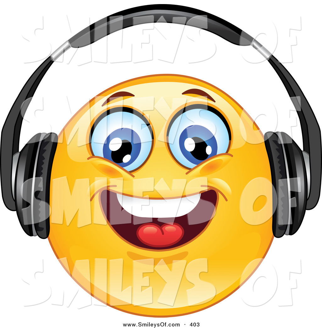 1024x1044 Vector Of Yellow Smiley Face Wearing Head Phones And Smiling While