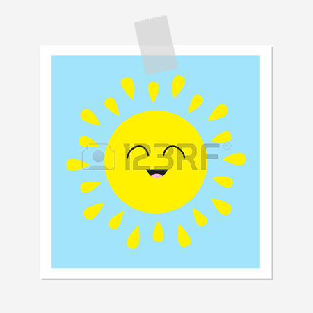 450x450 Cute Cartoon Sun, Cloud With Rain, Star, Rainbow Set. Smiling