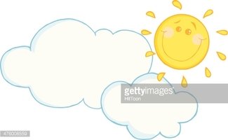 325x200 Smiling Sun Behind Cloud Cartoon Character Stock Vectors