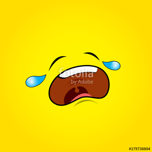 500x500 Crying Sad Emoticon Face On Yellow Background Stock Image