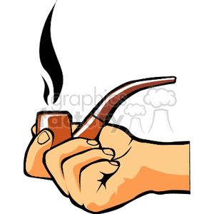 300x300 Royalty Free Smoking Pipe Being Held In A Hand 153640 Vector Clip