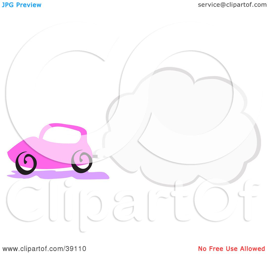 1080x1024 Clipart Illustration Of A Pink Car With Terrible Exhaust