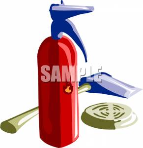 291x300 Fire Extinguisher A Fire Axe And A Smoke Detector