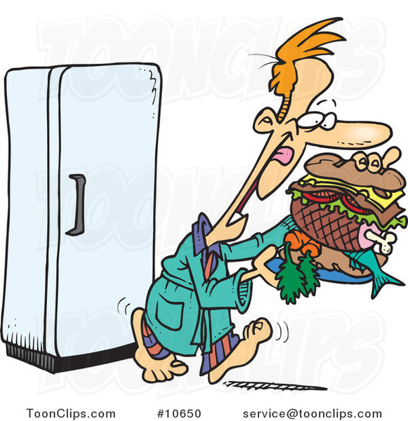 581x600 Cartoon Guy Eating A Huge Midnight Snack