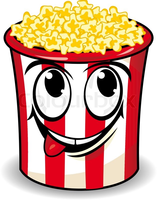 630x800 Smiling Popcorn Box In Cartoon Style For Snack Design Stock