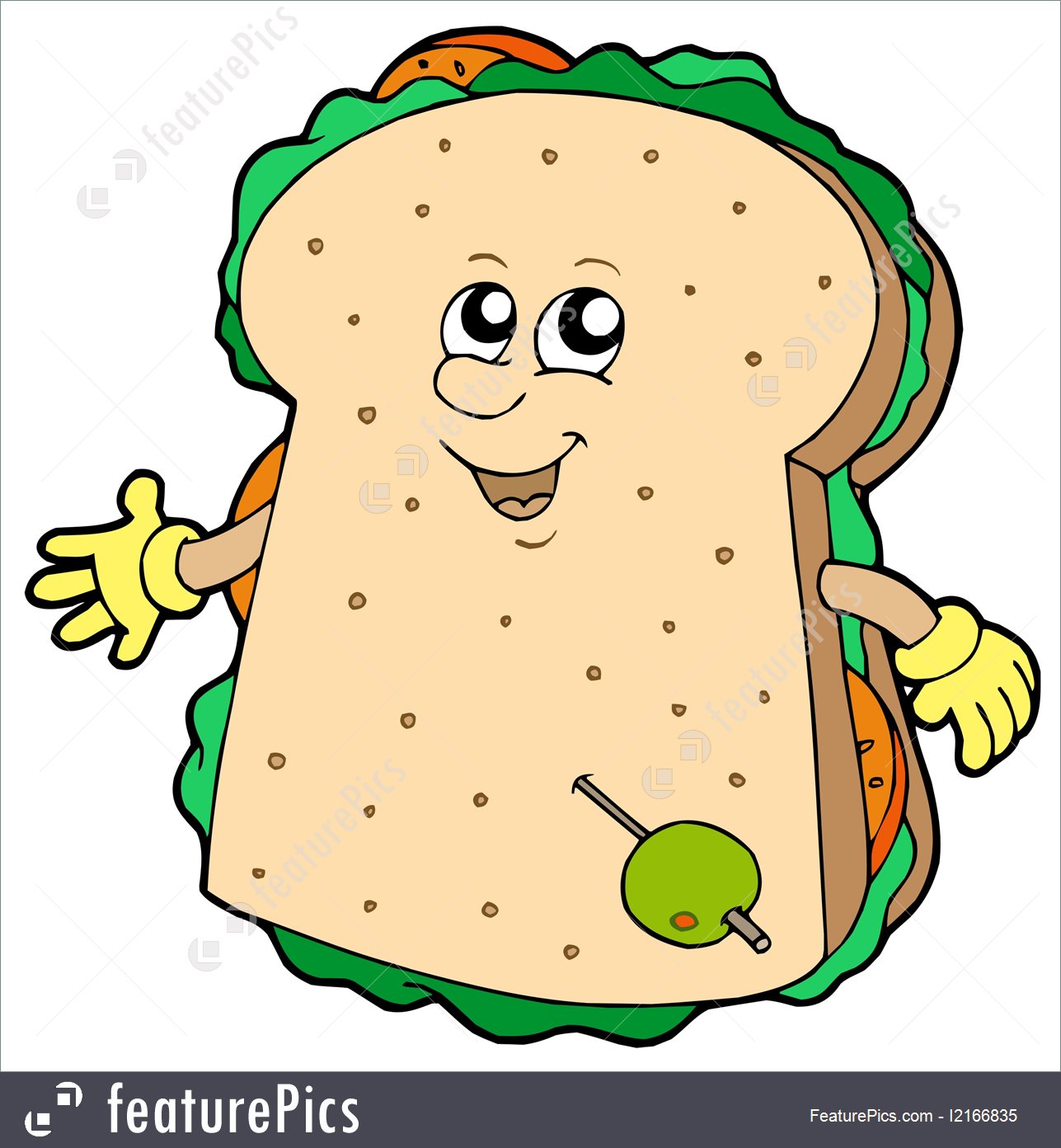 1287x1392 Snacks And Appetizers Cartoon Sandwich
