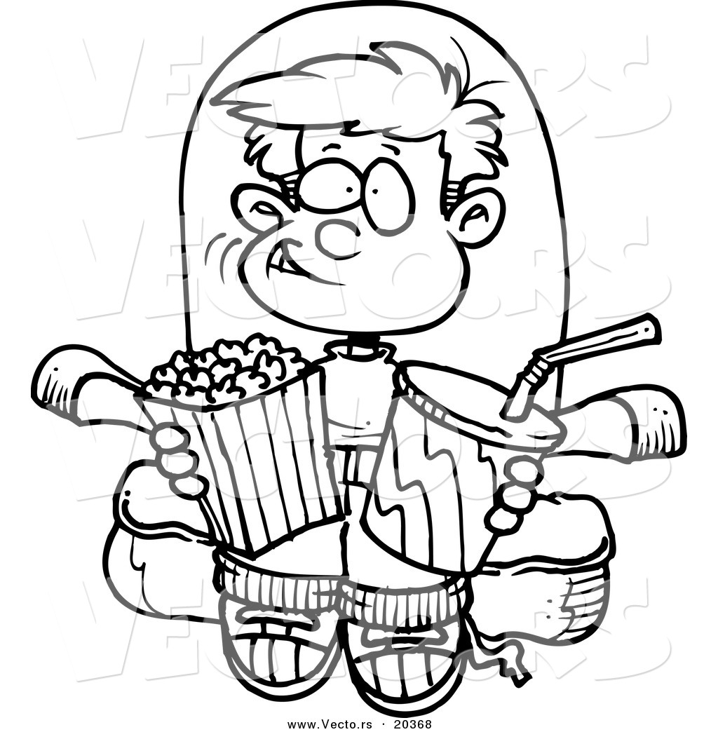 1024x1044 Vector Of A Cartoon Boy With Movie Snacks