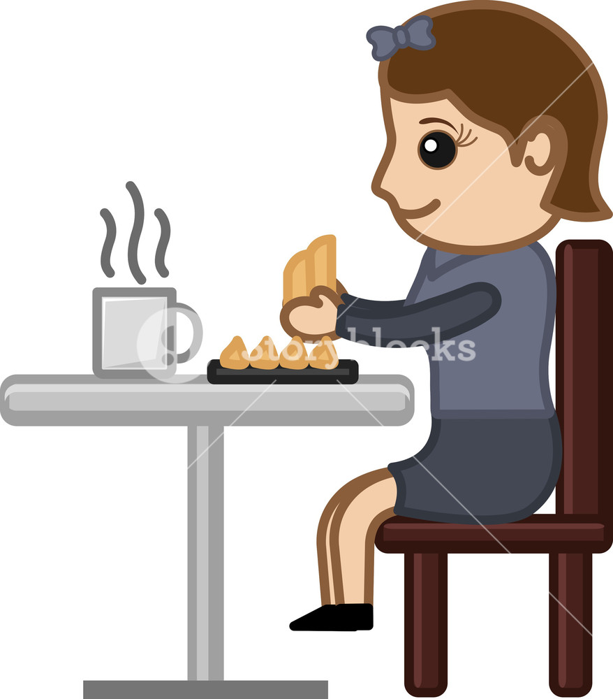 878x1000 Woman Having Snacks And Coffee