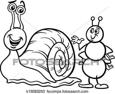 450x370 Clipart Of Ant And Snail Coloring Page K19283253