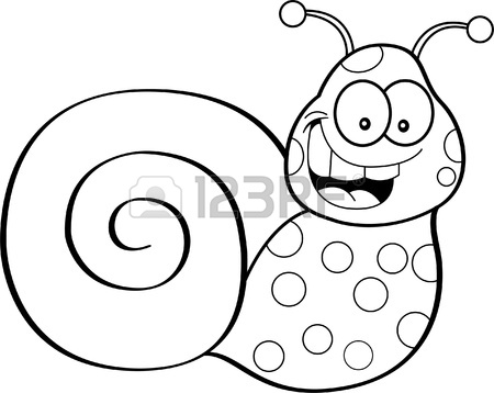 450x358 Black And White Illustration Of A Happy Snail Royalty Free