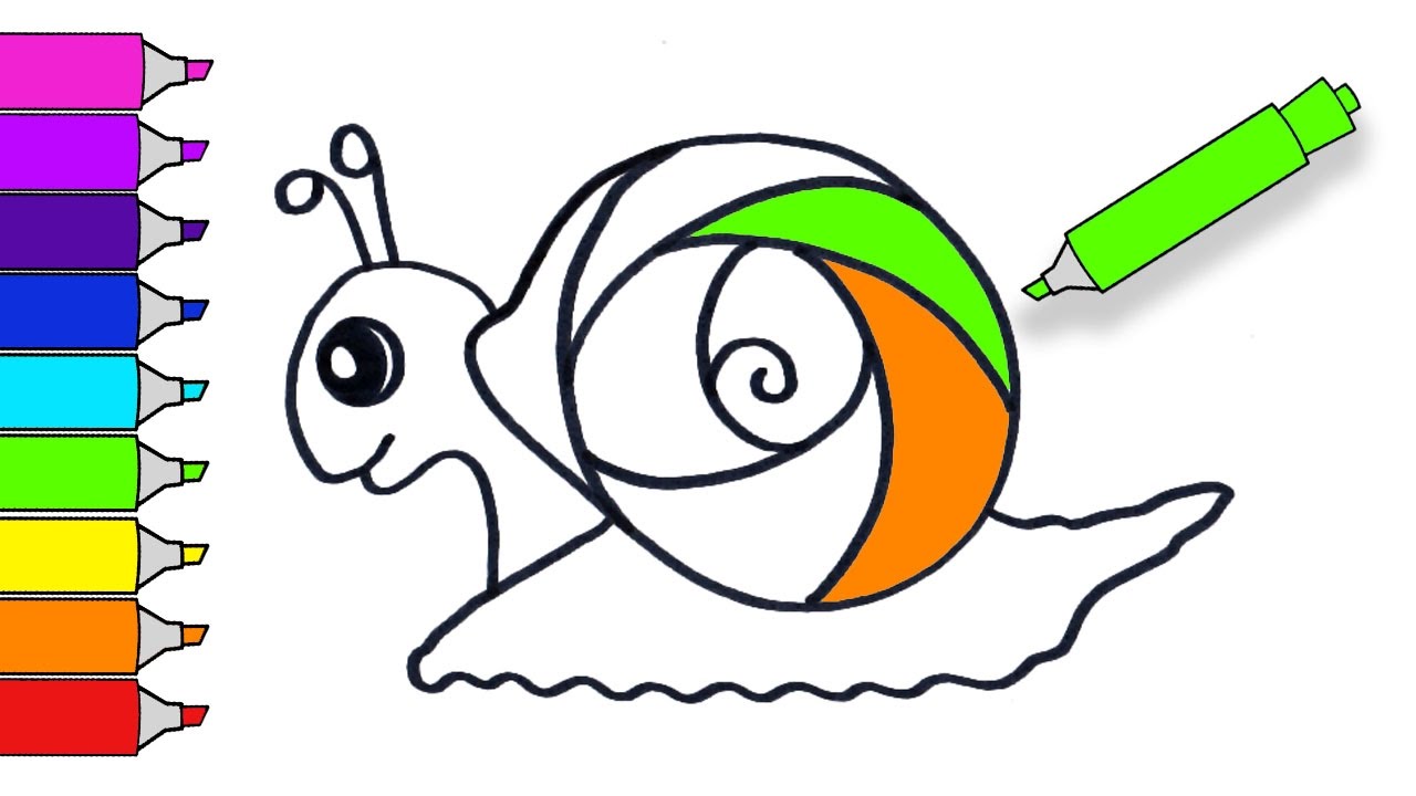 1280x720 How To Draw A Cute Rainbow Snail Teach Drawing For Kids