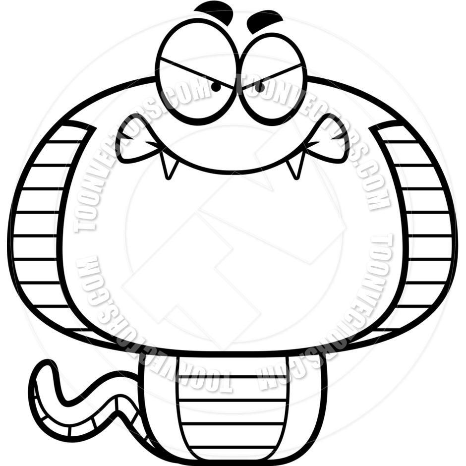 940x940 Cartoon Cobra Snake Angry (Black And White Line Art) By Cory
