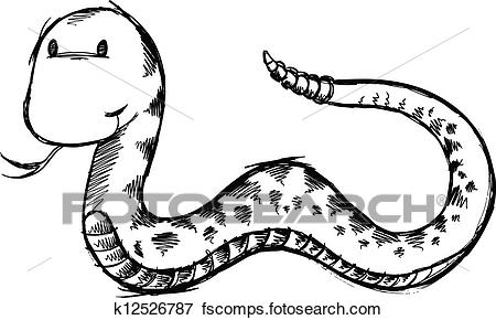 450x290 Clip Art Of Cute Snake Sketch Doodle Vector Art K12526787