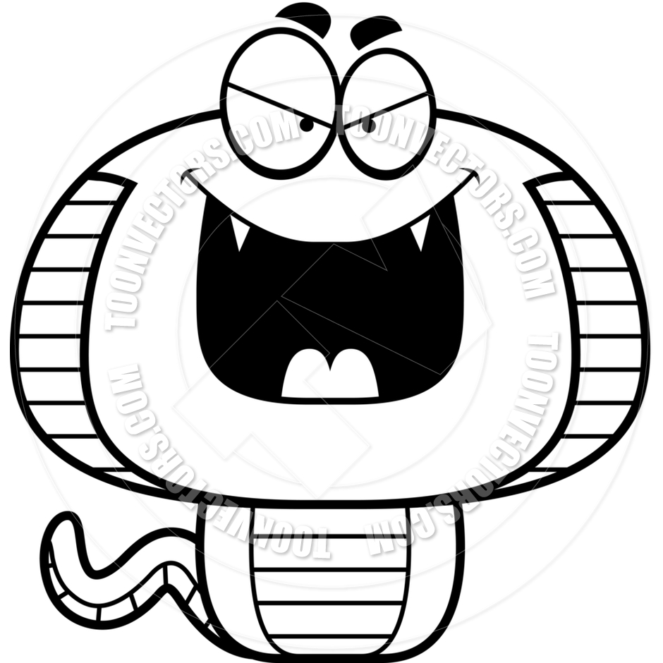 940x940 Cartoon Cobra Snake Evil (Black And White Line Art) By Cory Thoman