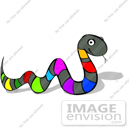 450x450 Striped Snake With Rainbow Colors Clipart