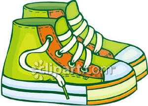 300x215 Pair Of Green And Orange Sneakers