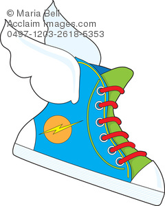 240x300 Flying Sneaker With Wings Clip Art Illustration