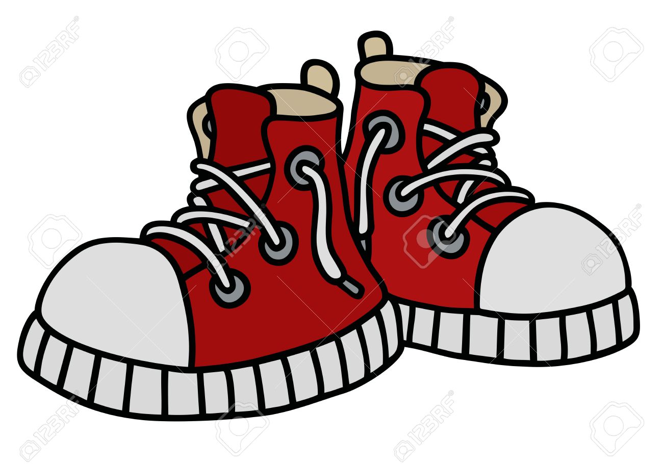 1300x910 Hand Drawing Of A Funny Red Sneakers Royalty Free Cliparts
