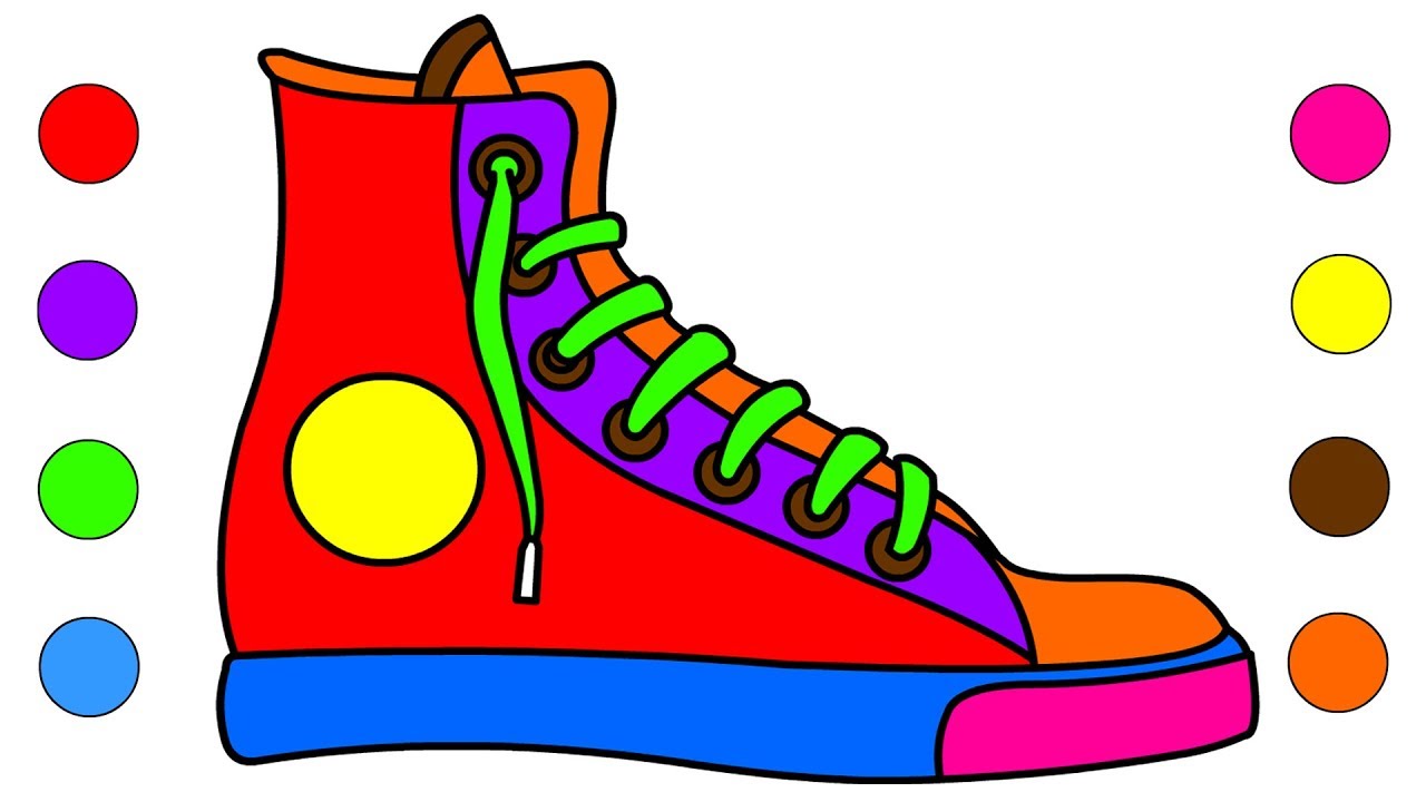 1280x720 How To Draw Sneakers Shoes Coloring Pages For Kids Children