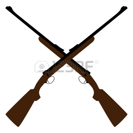 450x450 Two Crossed Rifle Vector Illustration. Hunting Rifle. Sniper