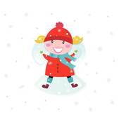 169x170 Clip Art Of Vector Of Happy Boy Making A Snow Angel. K15801837