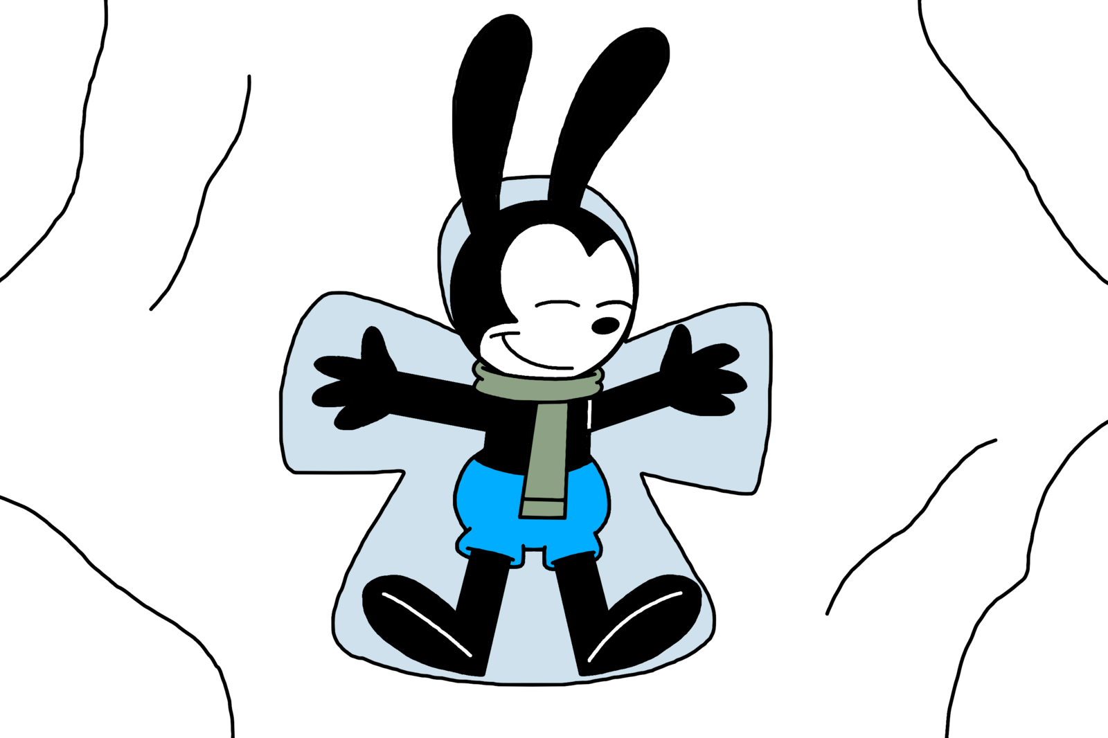 1600x1066 Oswald Making A Snow Angel In Fresh Snow By Marcospower1996