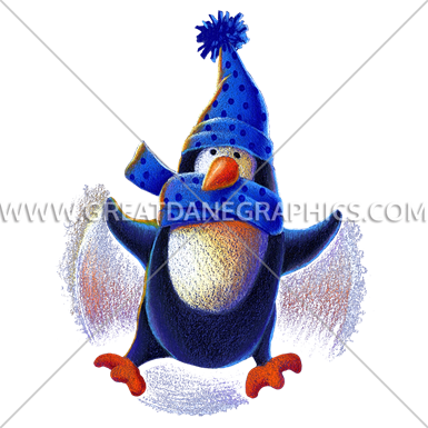 385x385 Penguin Snow Angel Production Ready Artwork For T Shirt Printing